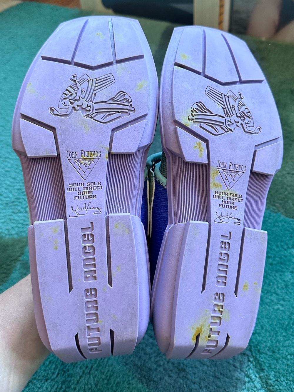 Fluevog EXCELLENT Angel Blair vegan Velcro strap green/blue/purple MJ sneaker -9 - Picture 16 of 16